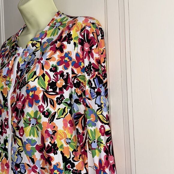 NWT Anne Cole bright multi colored floral nylon/spandex jacket UPF 50+ - Picture 5 of 9